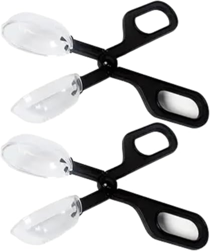 2Pcs Black Reptiles Feeding Scooper Poop Cleaning Clamp Spoon-Shaped Tips Feeder Tweezers Aquarium Tank and Terrarium Cleaning Tool,for Snakes Lizard Tarantulas Reptile Supplies Reptiles