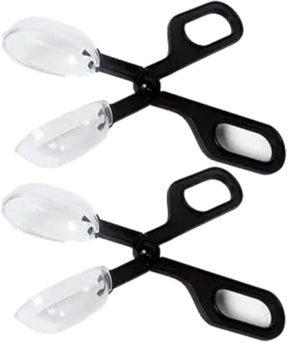 2Pcs Black Reptiles Feeding Scooper Poop Cleaning Clamp Spoon-Shaped Tips Feeder Tweezers Aquarium Tank and Terrarium Cleaning Tool,for Snakes Lizard Tarantulas Reptile Supplies Reptiles