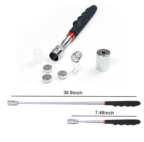 Inspection Mirror telescoping Flexible 360 with Light Swivel for Extra Viewing，Round Mechanic Mirror on a Stick，Magnetic Picker with LED Light Tool Set