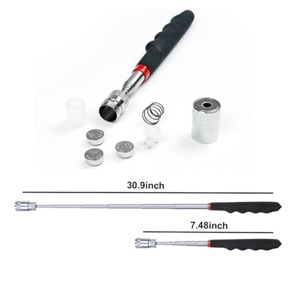 Inspection Mirror telescoping Flexible 360 with Light Swivel for Extra Viewing，Round Mechanic Mirror on a Stick，Magnetic Picker with LED Light Tool Set