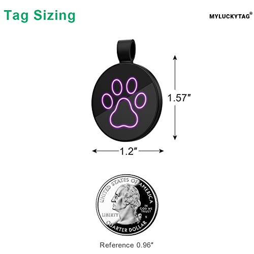 MYLUCKYTAG QR Code Pet ID | Personalized Dog & Cat Collar Tag | Online Profile with Instant Scanned Location Alert Email - style: Neon Paw