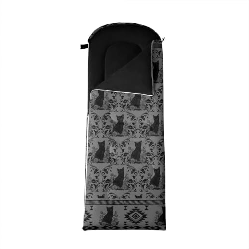 Erosebridal Death Head Moth Kids Sleeping Bag Bohemian Aztec Wearable Camping Blanket for Hiking Travel Hunting Sleep Bag - color: Grey Little Cats