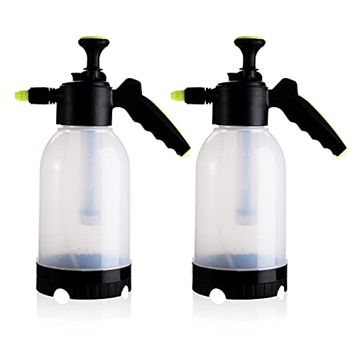 2 Pack 0.5 Gallon Hand held Garden Sprayer Pump Pressure Water Sprayers, Multi-Purpose Hand Sprayer for Lawn, Garden, Safety Valve Adjustable Nozzle