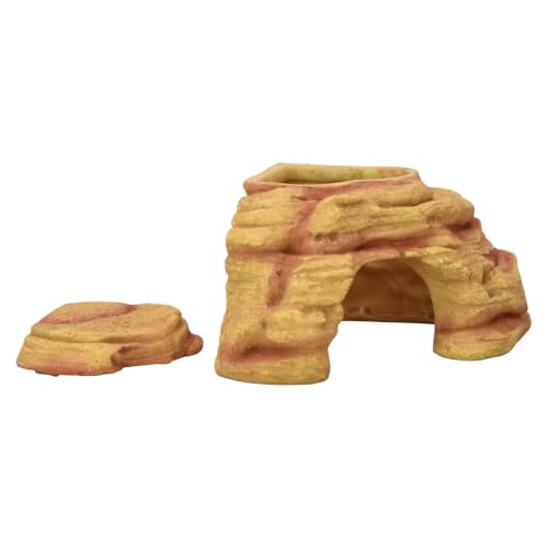 Corner Concealed Reptile Enclosure Hiding Cave with Removable Lid | Easy Cleaning, 5.12 in Height, Corner Placement, Decorative Hide