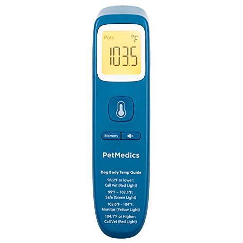 PetMedics by iHome Dog Thermometer for Pets Ear or Belly No Contact Scan - Large Number Digital Lit Display - Batteries Included - Canine and Pet Fever Detection