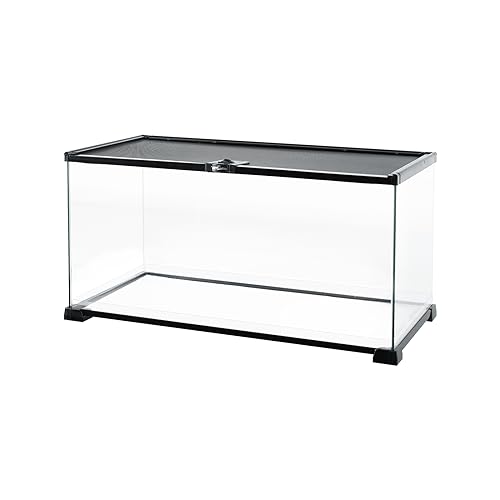 REPTI ZOO Full Glass 15 Gallon Reptile Tank, Medium Reptile Terrarium 24" X 12" X 12" for Gecko Hermit Crab Hognose Snake etc, Top Screen Ventilation & Feeding - size: 24"W X 12"D X 12"H (15 Gallon)