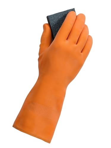 Mr Clean Ultra Grip Heat-Resistant Reusable Gloves with Soft Cotton Flock Lining, Orange, Medium - size: Medium (Pack of 1)
