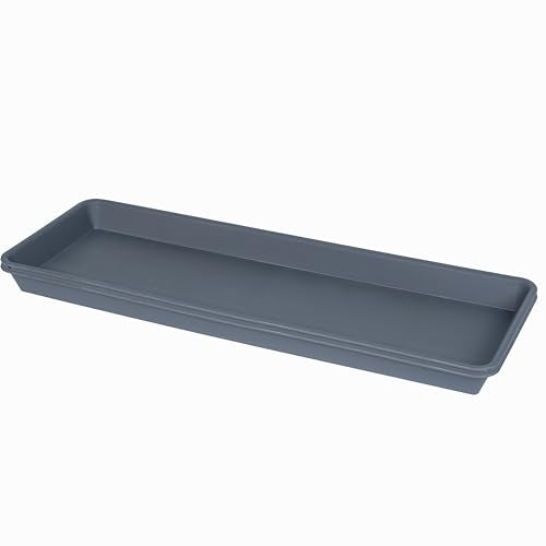VUWEZ 2 Pack Plastic Plant Trays, Rectangular, Indoors/Outdoors, Drip Tray for Flower Pots, Windowsill (6 x 11 Inch, Gray) - color: Gray, size: 11'' x 6.1'' x 1.0'' (2 pack)