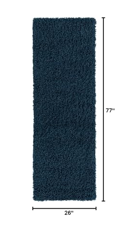 Unique Loom Solid Shag Collection Area Rug (2' 2" x 6' 5" Runner, Sapphire Blue/ Navy Blue) - color: Sapphire Blue/Navy Blue, size: 2'2" x 6'5" (Rectangular)