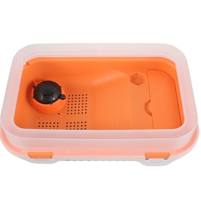 Abaodam Turtle Tank with Basking Platform and Ramp Small Orange-Blue Amphibious Habitat for Aquatic Turtles and Tortoises with Drainage System for Reptile Pets