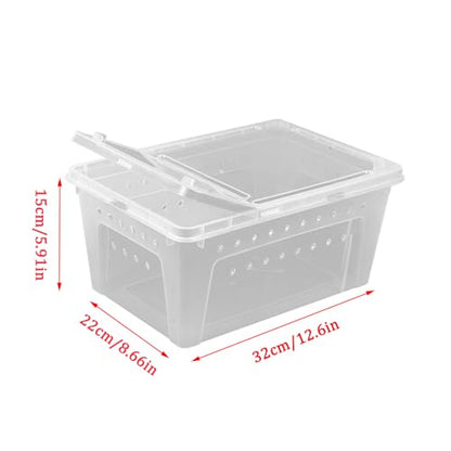 Reptile Feeding Box Turtle Transport Breeding Box Egg Incubator Container with 1.1lb Reptile Substrate Vermiculite Bedding for Snake Tortoise Lizard Hatching Eggs
