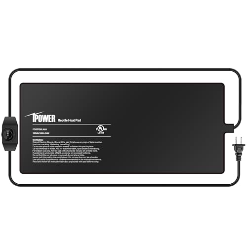iPower 8x18 Inch Reptile Heating Pad, Under Tank Heater Warmer Heat Mat with Temperature Adjustable Controller Knob for Turtles, Lizards, Snakes - color: Black/Heat Pad with Adjust Knob, size: 8" x 18"