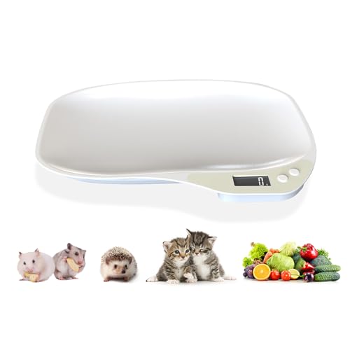 Goldmeet Digital Pet Scale 33lb, Small Animal Scale with Backlit LCD | 1g Precise, g/ml/oz/lb Units, Integrated Easy-Clean Tray, ABS Body, for Small Cats Dogs Hamster Bird