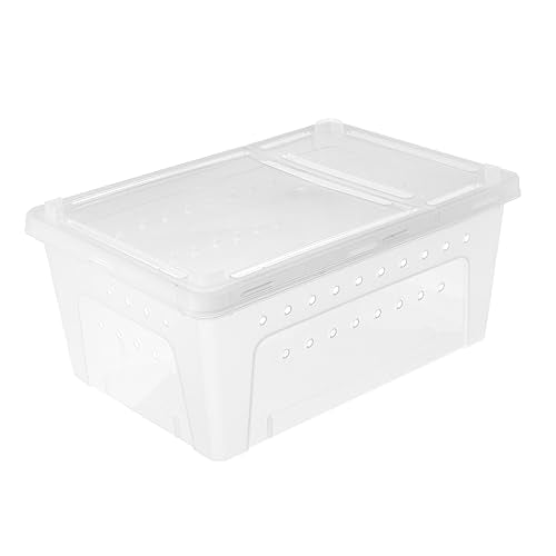 UPKOCH 1pc Transparent Plastic Reptile Box for Spider Scorpion Gecko Snake Tortoise Case with Ventilation for Transport and Feeding of Pets White