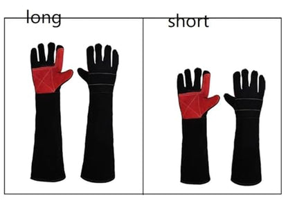 Long Leather Animal Handling Gloves for Dogs, Cats and Reptiles, Protective Bite Resistant Gloves - color: Green