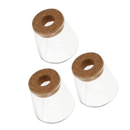 3pcs Hydroponic Glass Plant Vases with Wood Lid, Desktop Propagation Station for Plants and Flowers, Glass Container with Easy Maintenance, for Office Desk or Home Décor