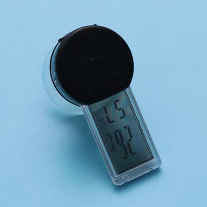 POPETPOP Suction Cup Thermometer Hygrometer for Indoor Reptile Box with Digital Temperature and Humidity Portable Wall Mountable Humidity Gauge for Home Bedroom Office Use Black