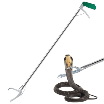 52" Extra Long Snake Tongs Reptile Grabber Reacher Catcher | Stainless Steel & Wide Jaw Pick-up Handling Tool for Outdoor, Garden, and Emergency Use - size: 52 Inch