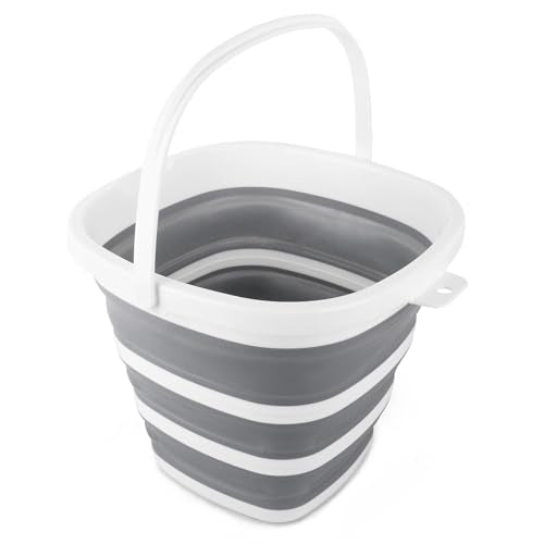 10L Collapsible Bucket for Cleaning, Portable Ice Bucket Water Pail for Space Saving, Foldable Sand Buckets with Handles for House Bathroom, Plastic Tub Sink Camping Wash Basin RV Essentials - size: 10L