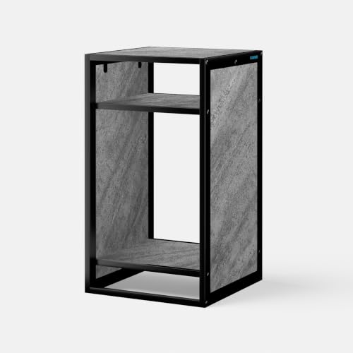 Metal Frame Aquarium Stand, 3-Tier Fish Tank Stand with Marble-Look Finish, 45x45x80cm (17.7x17.7x31.5 in), 1.5mm Steel Side Frame, for Aquariums and Reptile Terrariums - color: Marble Gray, size: W17.7 x D17.7 x H31.5 in(45X45X80cm)