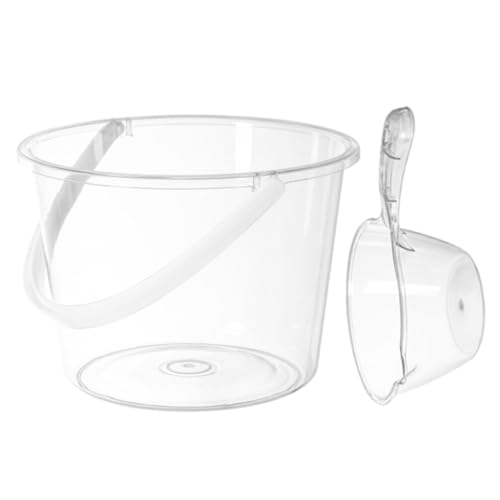 Large Capacity Water Bucket with Handle and Scoop Clear Plastic Wash Bucket for Bathroom Kitchen Dormitory and Outdoor Water Storage and Transport
