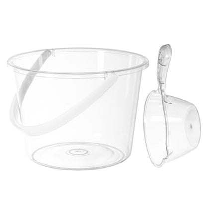 Large Capacity Water Bucket with Handle and Scoop Clear Plastic Wash Bucket for Bathroom Kitchen Dormitory and Outdoor Water Storage and Transport