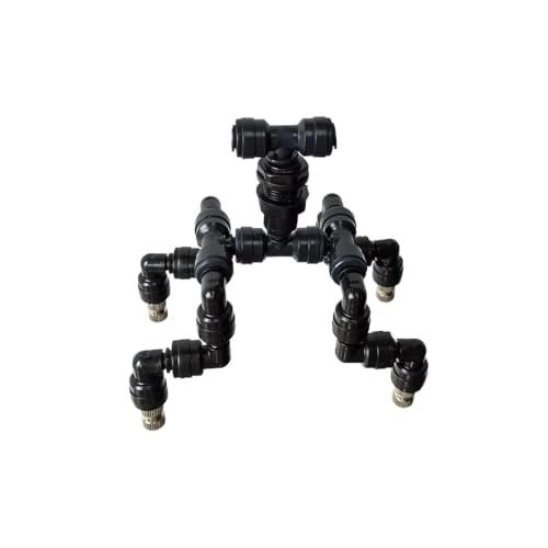 Reptile Adjustable Watering Fogger Mister With Quick-attach Nozzle（0.3mm) Connect With 1/4'' Pipe 1/2/3/4 Head(4-Head Black) - color: 4-Head Black