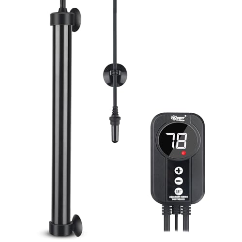 hygger Marine Aquarium Heater 200W,Titanium Heater with Digital LED Controller & Temperature Probe,Submersible Fish Tank Heater with Temperature Calibration,for Saltwater Freshwater Tank 30-40Gallon - size: 200W for 30-40 Gallon