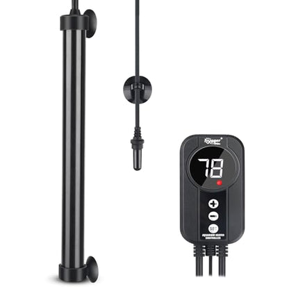 hygger Marine Aquarium Heater 200W,Titanium Heater with Digital LED Controller & Temperature Probe,Submersible Fish Tank Heater with Temperature Calibration,for Saltwater Freshwater Tank 30-40Gallon - size: 200W for 30-40 Gallon