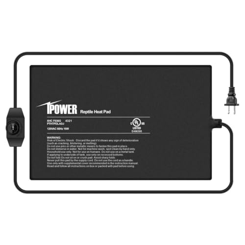 iPower 8 by 12 Inch Reptile Heating Pad with Temperature Adjustable Controller Knob, Under Tank Warmer Terrarium Heat Mat for Reptiles and Amphibians - size: 8 X 12 Inch, style: Heat Pad with Adjust Knob