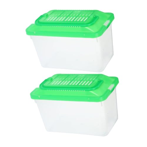 Luxshiny 2pcs Portable Handheld Critter Keeper Turtle Terrarium Pet Container Medium Plastic Reptile Carrier Suitable for Travel and Breeding