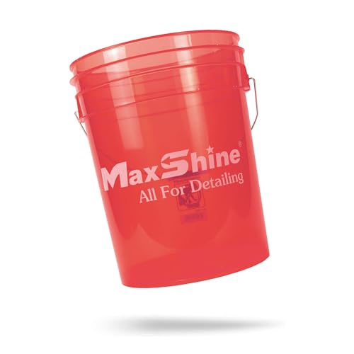 Maxshine 5 Gallon Universal Detailing Bucket – Car Wash Bucket for Scratch-Free Washing – Garage Storage & Auto Detailing Tool Holder – Holds Soap, Foam Cannon, Brushes, Microfiber Towels (Red) - color: 5g Bucket (Red)