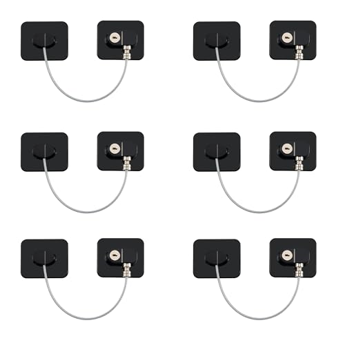 Refrigerator Lock, 6 Pack Fridge Locks with Thickened Wire Rope, Baby Proof Cabinet Locks with Keys, Safety Pantry Lock
