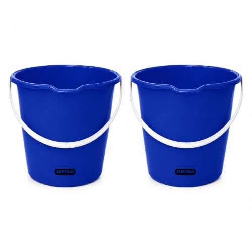 Superio 2.75 Gallon Bucket, Plastic Cleaning Pail with Handle, Car Wash Bucket, Small Utility Bucket for Mopping, Fishing, Camping & Household Use, Durable, Blue - 2 Pack - color: Blue, size: 2 Pack