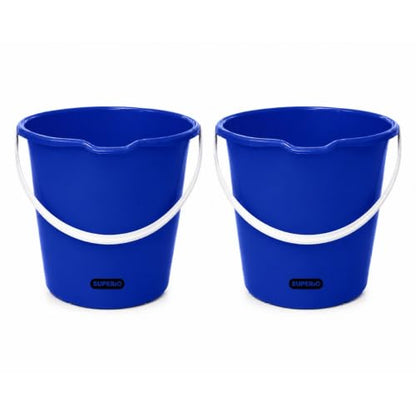 Superio 2.75 Gallon Bucket, Plastic Cleaning Pail with Handle, Car Wash Bucket, Small Utility Bucket for Mopping, Fishing, Camping & Household Use, Durable, Blue - 2 Pack - color: Blue, size: 2 Pack