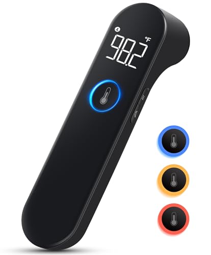 Viproud No-Touch Baby Thermometer for Adults and Kids, Fast & Accurate | 1 second Result, Fever Alarm, Mute Mode, Body & Object Mode, 35 Memory Recall, Baby Essentials, Lifetime Support - color: Black