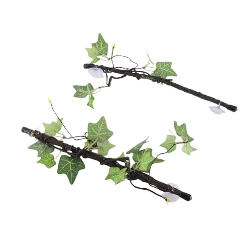 Reptile Corner Branch, 2 Pcs Resin Climb Tree Branch Decor, Amphibian Lizard Snake Climbing Ornament with Suction Cup for Snakes Amphibian Bearded Dragons Lizards Frogs Geckos