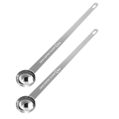 2PCS Extra Long Handle Coffee Scoop, 2Tsp(10ml) Measuring Spoon | 9.1" Length, Food-Grade Stainless Steel, Accurate Measurement, Dishwasher-Safe, Engraved Marking, Coffee Ritual Essential - size: 2tsp