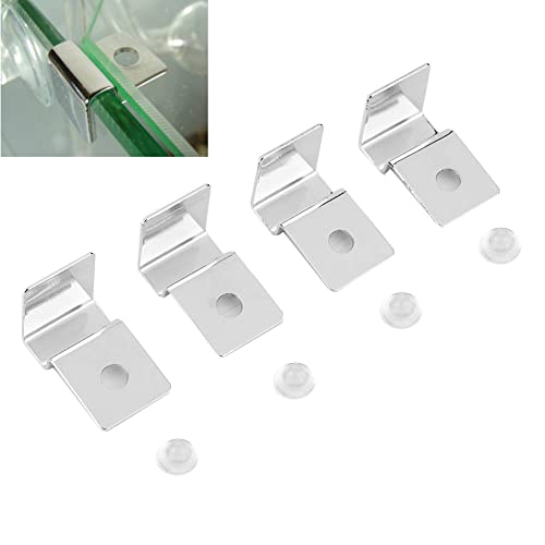Pssopp 4Pcs Fish Glass Cover Clip, Stainless Steel Aquarium Glass Cover Support Bracket Holders Universal Lid Clips for Rimless Aquarium(6mm) - color: 6mm