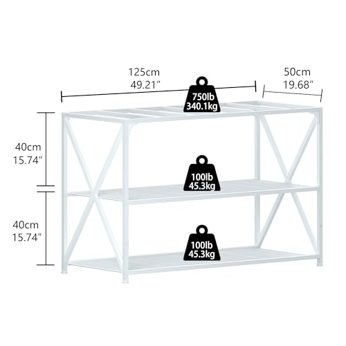 55-75 Gallon Fish Tank Stand, 49.2 x 19.7x 31.5 Inch,Industrial Aquarium Stand with Power Outlet and Switch, Turtle Tank, Reptile Terrariums and Breeder Tank Stand, White - color: White