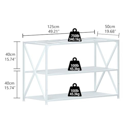 55-75 Gallon Fish Tank Stand, 49.2 x 19.7x 31.5 Inch,Industrial Aquarium Stand with Power Outlet and Switch, Turtle Tank, Reptile Terrariums and Breeder Tank Stand, White - color: White