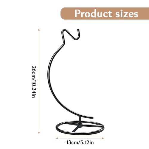Ornament Display Stand with Hook, 11" Black Iron Hanging Stand for Air Plants, Glass Balls, Witch Balls, Terrariums, Christmas & Wedding Decorations, Home & Office Decor (black)