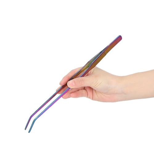 10.6Inch Stainless Steel Aquarium Tweezers Curved Design Ergonomic Non-Slip Grip for Planted Tank Fish Feeding Reptile Care(Curved Tweezers) - style: Curved Tweezers