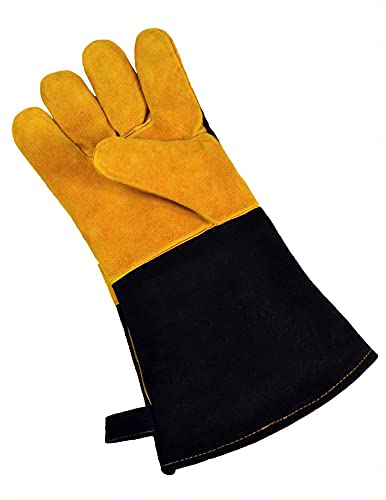G & F Products Premium Leather BBQ Gloves, Suede Palm, 14.5-In, 1 Size - style: Suede Finish Overall