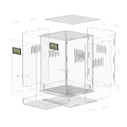 Reptile Terrariums with Temperature Hygrometer, 5.9"x5.9"x9.8" Acrylic Breeding Box Terrarium Cage Tank for Small Reptile Insect Home Office (Arboreal) - size: Arboreal--M (Tray)