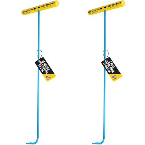 T&T Tools 36-Inch Handy Hook Lifting Tool - 3/8" Single Hook End - 2 Pack | Solid Steel Construction, Heavy Duty Lifting, Septic Tank Riser, Grates, Storm Drains, Pallet Pulling, Bright Blue Finish - size: 2 Pack - 36 Inch Handy Hook - Single Hook End
