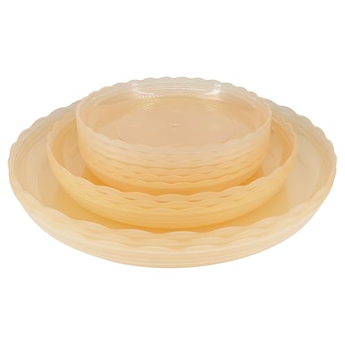 12Pcs Clear Plant Saucer, 6 8 10 Inch Durable Plastic Plant Tray, Round Plant Pot Saucers, Drip Tray for Indoor and Outdoor Garden, Amber Brown - color: Amber Brown(6" 8" 10")
