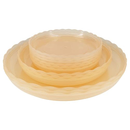 12Pcs Clear Plant Saucer, 6 8 10 Inch Durable Plastic Plant Tray, Round Plant Pot Saucers, Drip Tray for Indoor and Outdoor Garden, Amber Brown - color: Amber Brown(6" 8" 10")