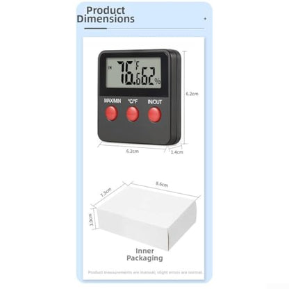 DTH74 Digital Hygrometer Thermometer with Clear LCD Screen for Reptile Habitat, Egg Incubation and Monitoring