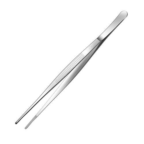 Aniso Long Tweezers, Stainless Steel, 10 inches | Precision Serrated Tip, Cooking Tweezers Tongs， For Barbecue, Hand-Made，Steaks, Bread, Pizza, Salads - size: 10 inches